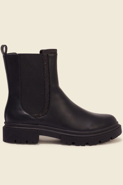 Bottines chelsea à paillettes noir femme