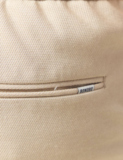 Bermuda droit élastiqué beige homme