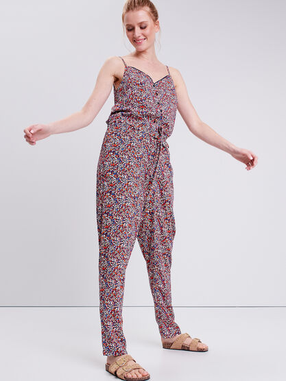 Combinaison pantalon ceinturee bleu marine femme