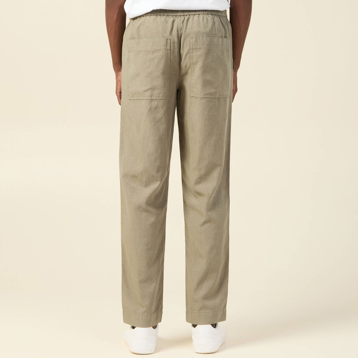 Pantalon chino à coulisse vert kaki homme