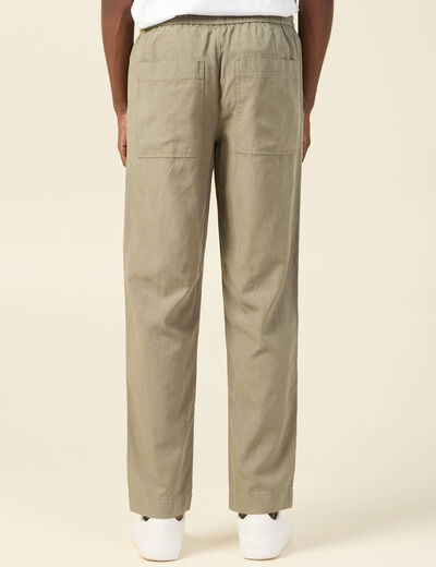 Pantalon chino à coulisse vert kaki homme