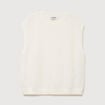 Pull droit court sans manches col rond ecru femme