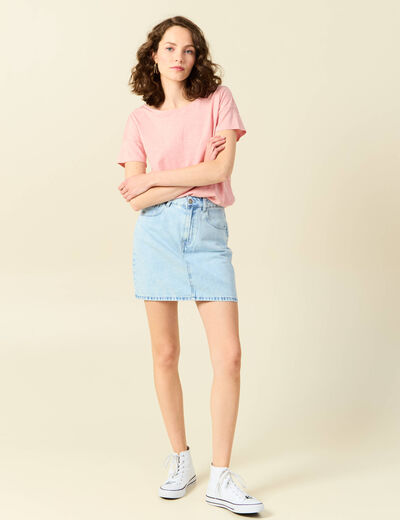 T-shirt manches courtes rose pastel femme