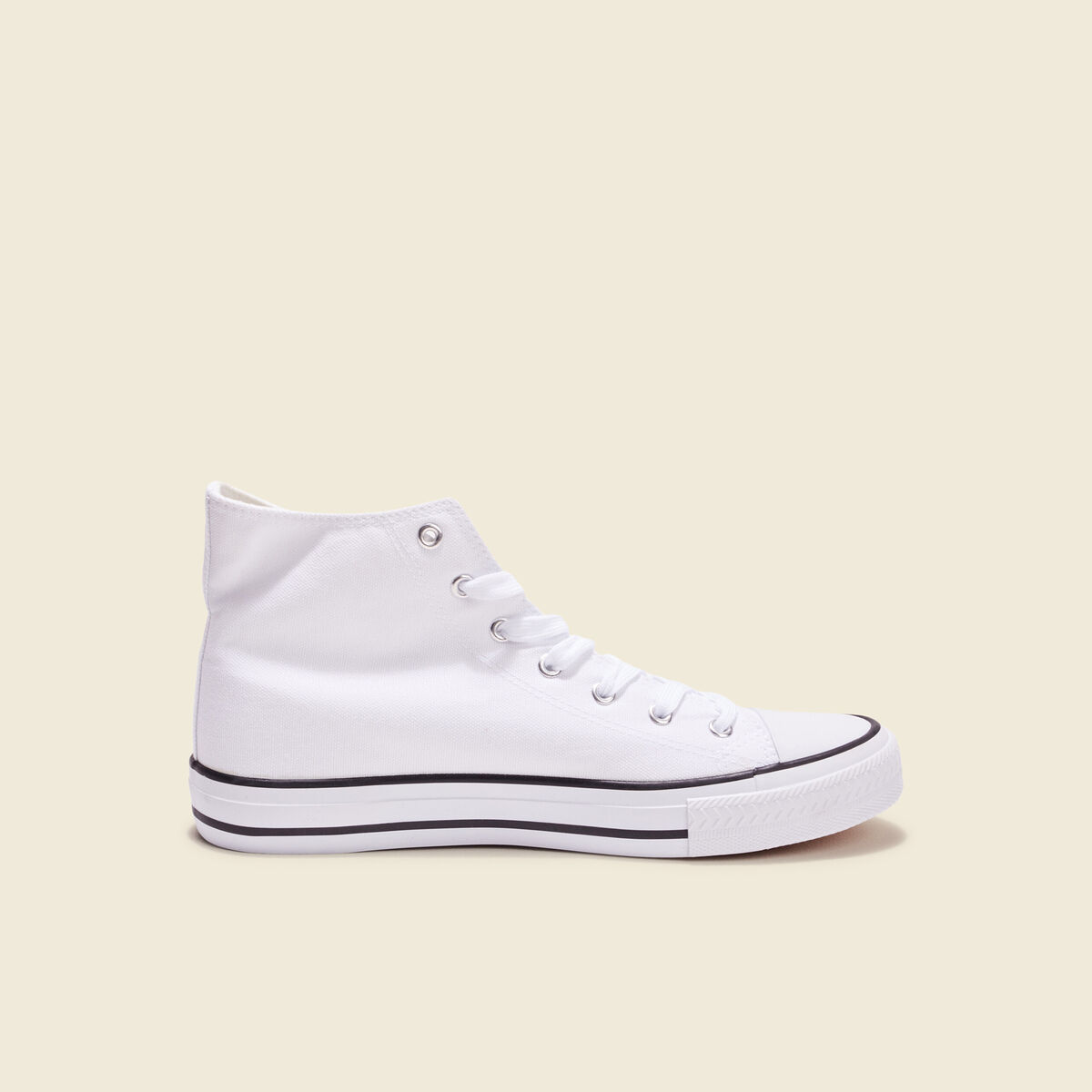Tennis en toile à lacets blanc homme