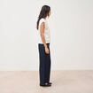 Pull droit court sans manches col rond ecru femme