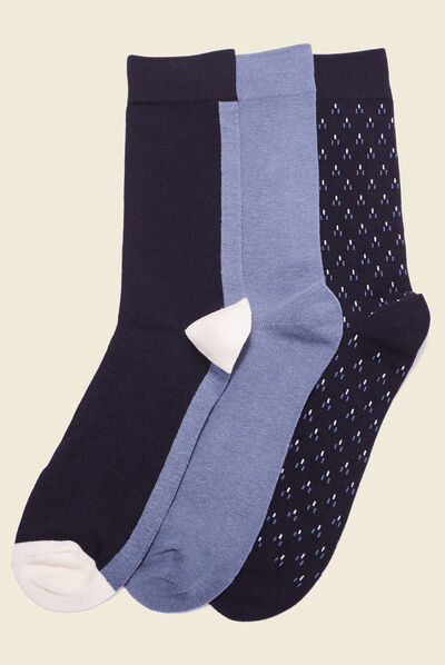Lot 3 paires chaussettes bleu gris homme