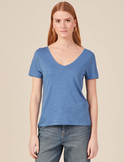 T-shirt manches courtes bleu femme