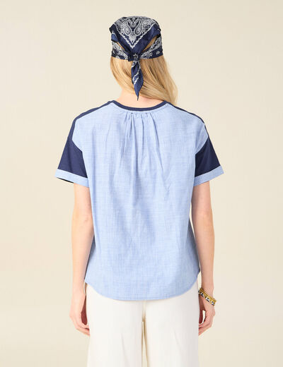 T-shirt manches courtes bleu marine femme