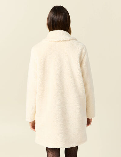 Manteau long laine mouton creme femme