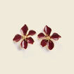 Boucles d'oreilles fleurs orange fonc&eacute; femme