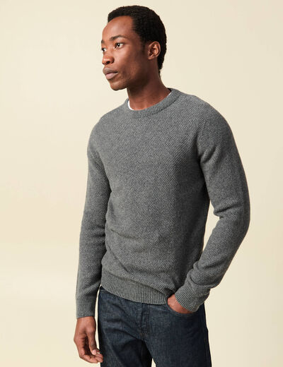 Pull manches longues fabriqu&eacute; en France gris fonc&eacute; homme