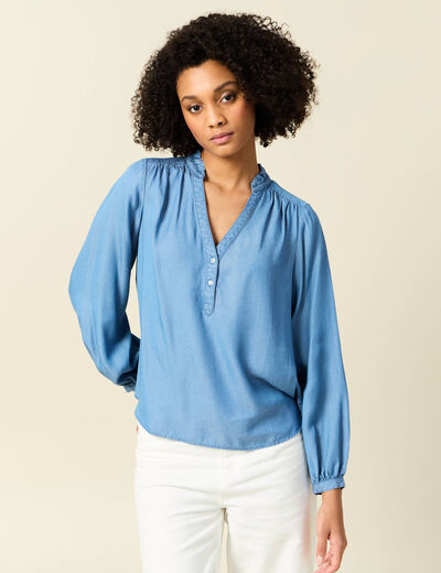 Blouse manches longues denim stone femme