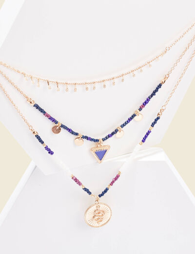 Collier multirangs couleur or femme