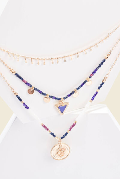 Collier multirangs couleur or femme