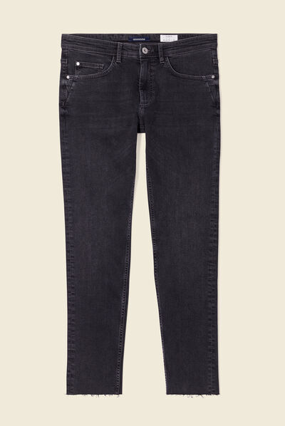 Jeans slim bas bords francs denim gris homme