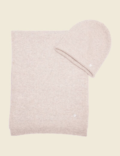 Coffret bonnet et écharpe avec cachemire gris femme