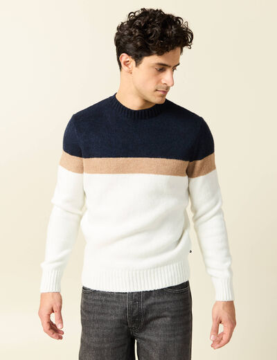 Pull manches longues ecru homme