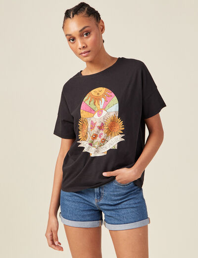T-shirt manches courtes noir femme