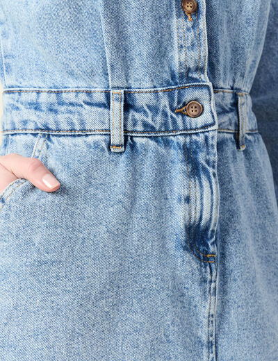 Robe midi droite en jean denim used femme