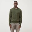 Pull droit col rond manches longues vert kaki homme