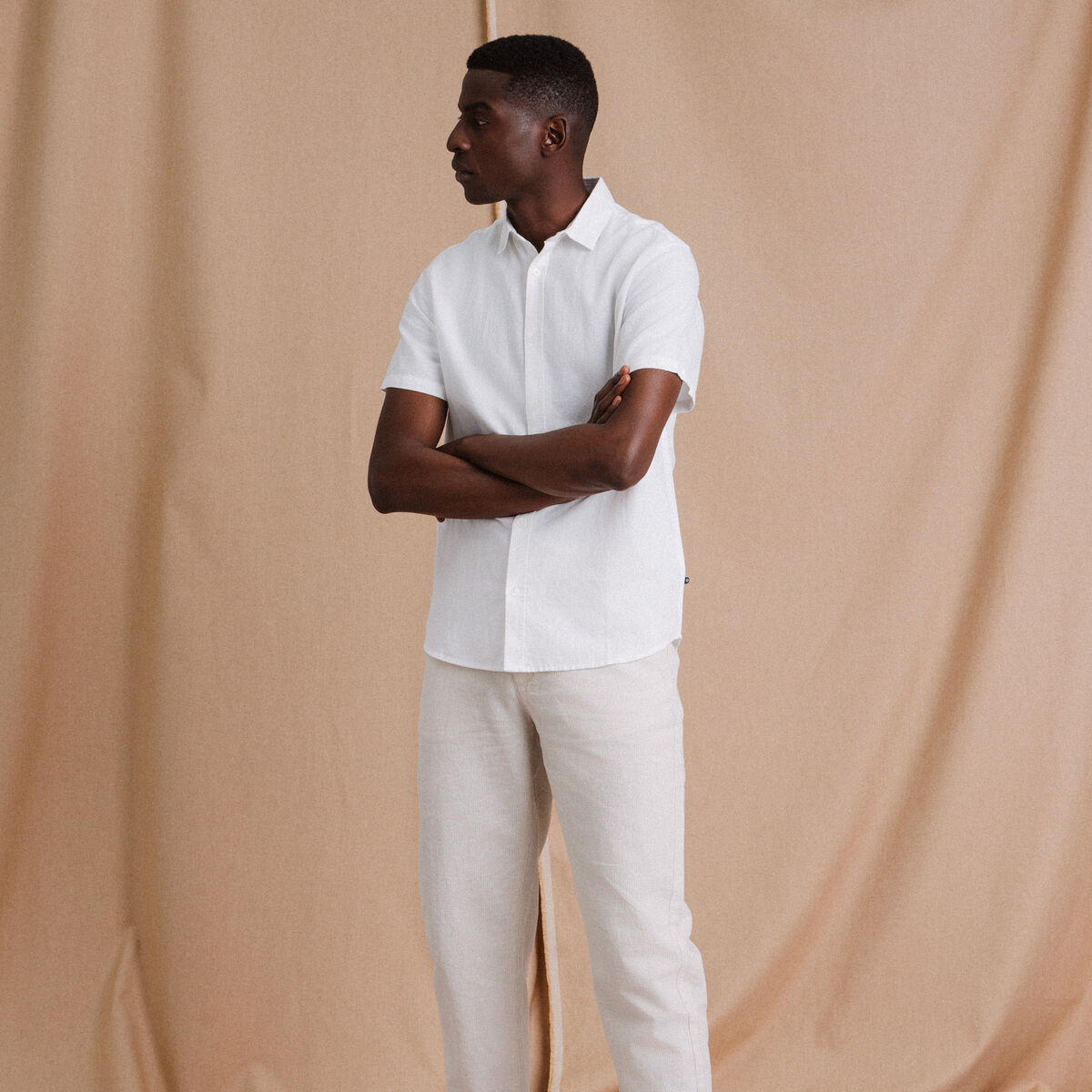Chemise manches courtes blanc homme
