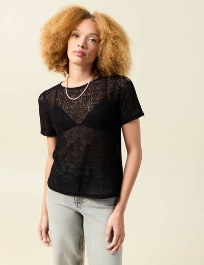 T-shirt manches courtes noir femme
