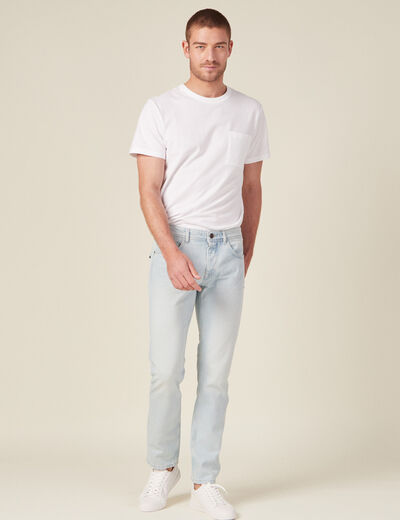 Jeans straight 5 poches denim bleach homme