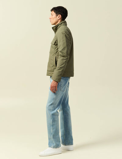 Blouson capuche doublure vert kaki homme