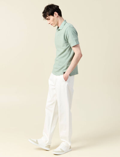 Polo manches courtes en coton vert olive homme