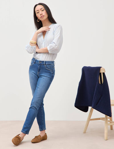 Jeans slim 7/8&egrave;me denim stone femme
