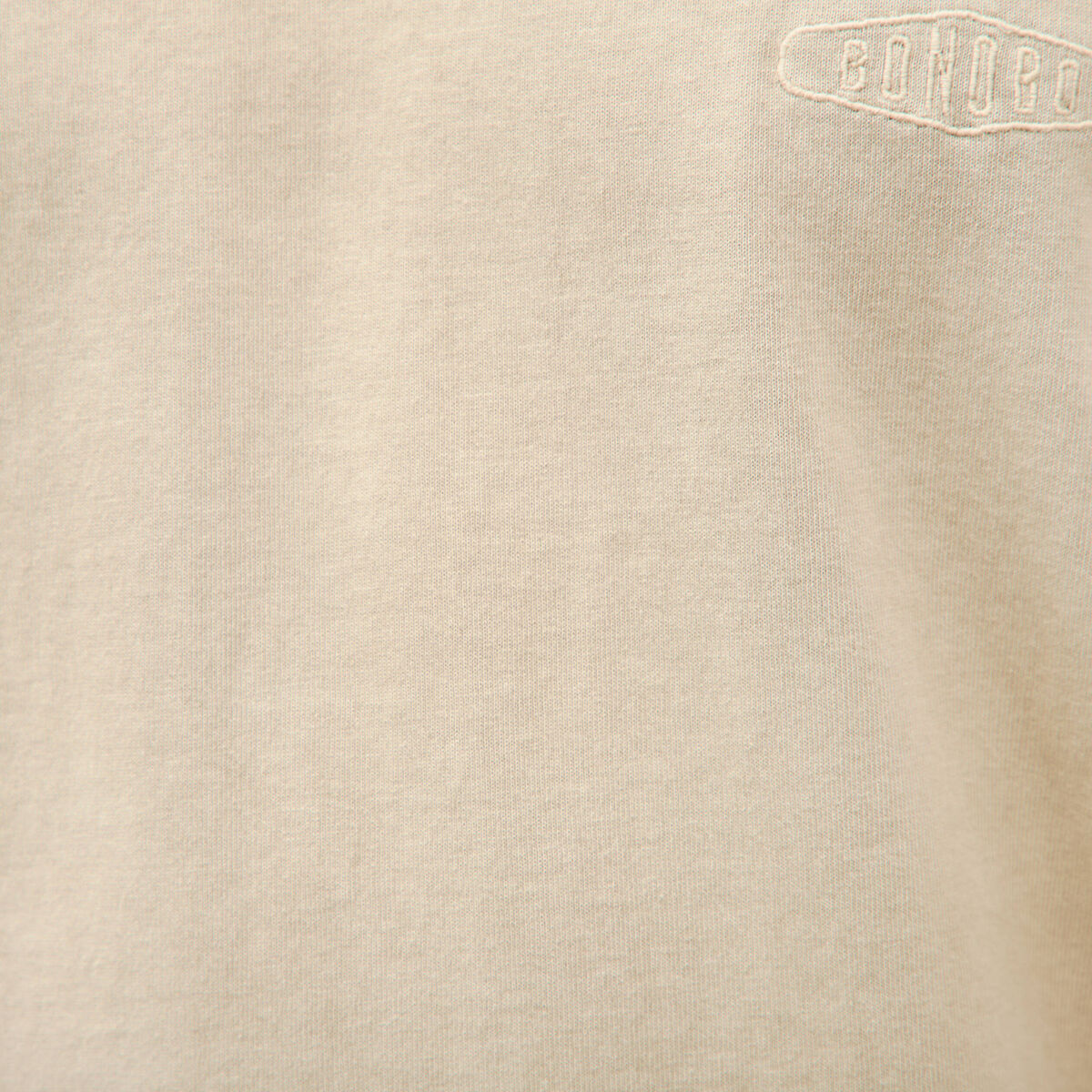 T-shirt ample col rond broderie coton beige homme