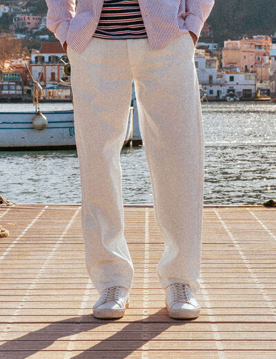 Chino droit longueur 32 coton denim blanc homme