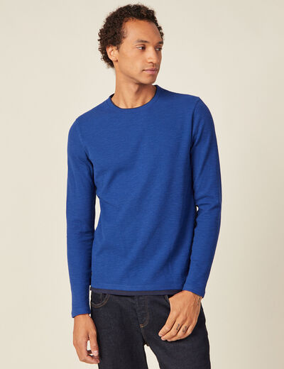 T-shirt manches longues bleu electrique homme