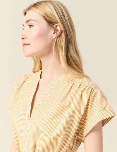 Robe droite ceinturée jaune femme