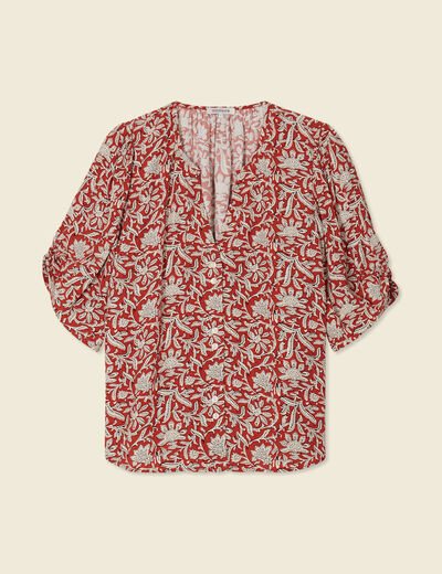 Blouse manches courtes bleu gris femme