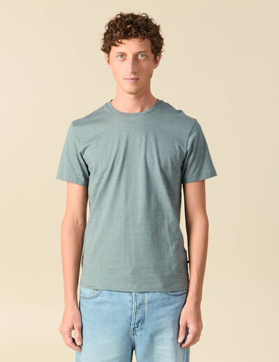 T-shirt cintr&eacute; col rond manches courtes vert fonc&eacute; homme