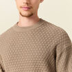 Pull col rond en coton taupe homme