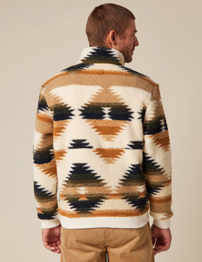 Sweat col camionneur zippé ecru homme