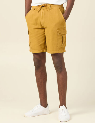 Bermuda cargo à coulisse jaune moutarde homme