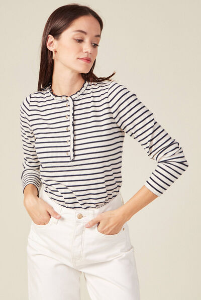 T-shirt manches longues ecru femme
