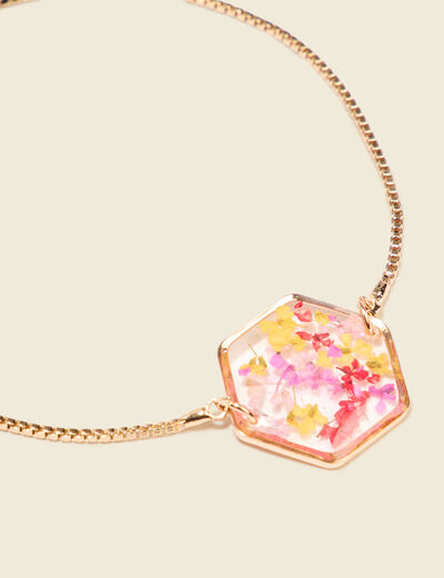 Bracelet résine fleurs séchées rose femme