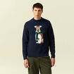 Pull col rond manches longues bleu marine homme