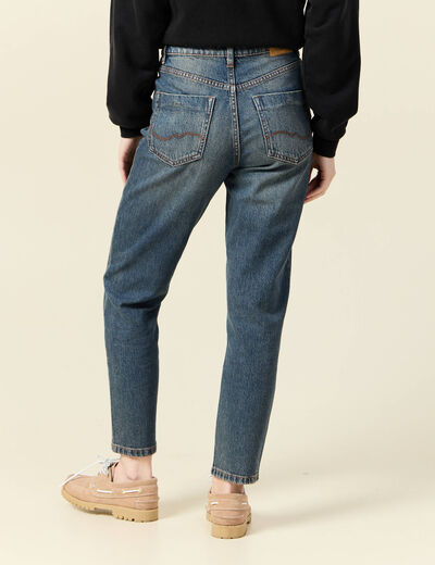 Jeans mom 7/8ème bleu gris femme