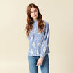 Chemise vichy manches longues en coton bleu marine femme