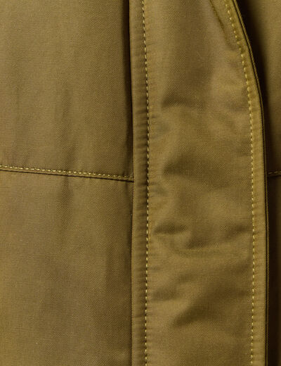 Parka droite &agrave; capuche vert kaki femme