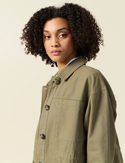 Surchemise oversize vert kaki femme