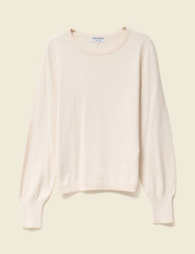Pull manches longues creme femme