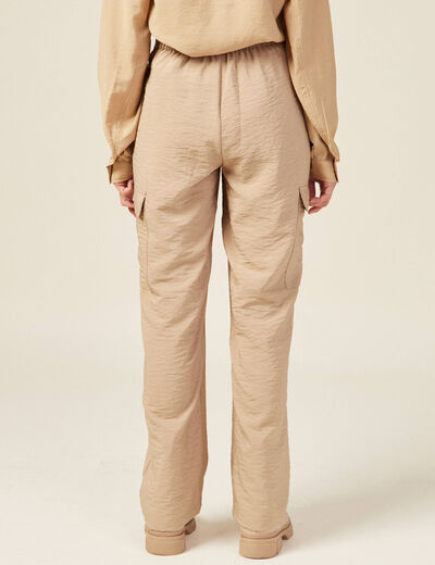 Pantalon cargo fluide beige femme