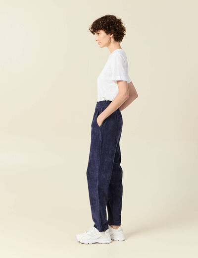 Tregging velours 7/8ème bleu marine femme