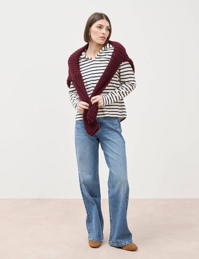 Jeans large taille haute denim stone femme
